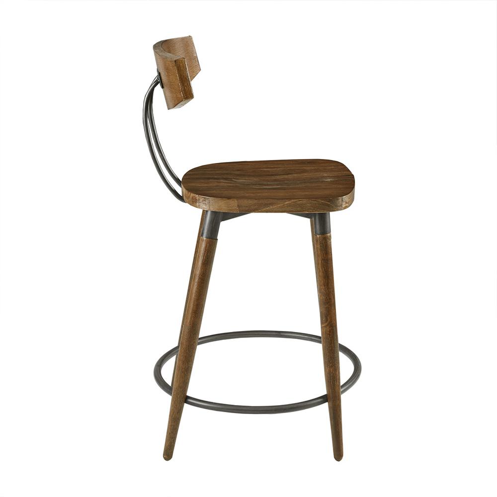 Counter Stool with Back, Pecan Wire Brush Wood Finish, Belen Kox. Picture 3