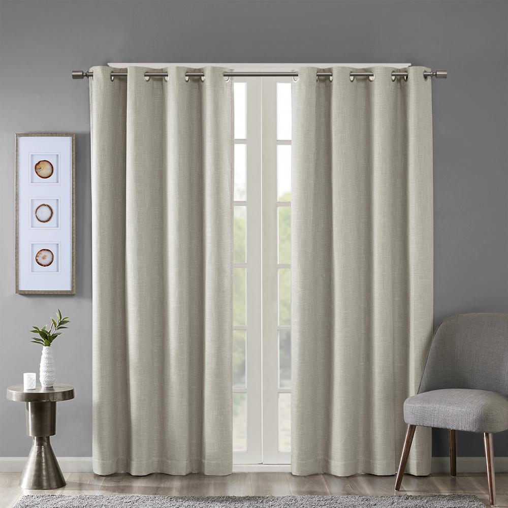Printed Heathered Blackout Grommet Top Curtain Panel. Picture 3