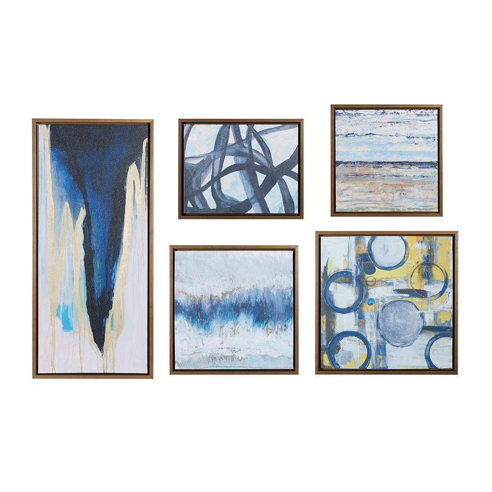 Abstract 5-piece Gallery Framed Canvas Wall Art Set. Picture 4