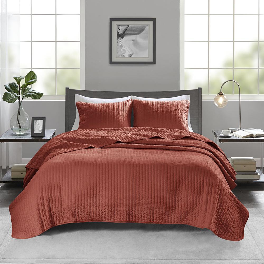 100% Polyester Microfiber Solid Brushed Coverlet Set,MP13-6858. Picture 4
