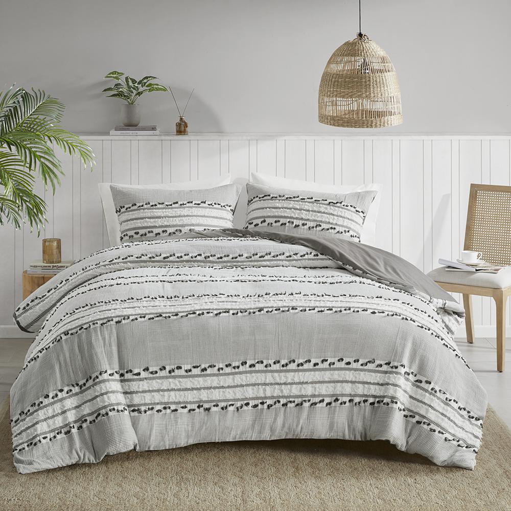3 Piece Organic Cotton Jacquard Comforter Set. Picture 2
