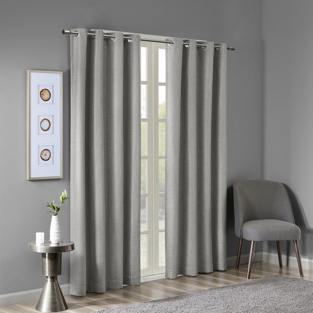 Printed Heathered Blackout Grommet Top Curtain Panel. Picture 2