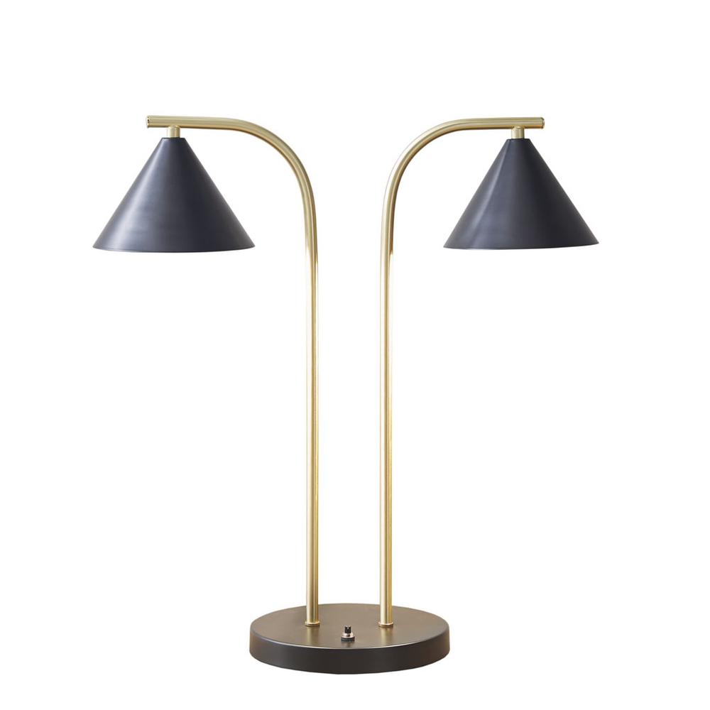2-Light Metal Table Lamp with Chimney Shades. Picture 1