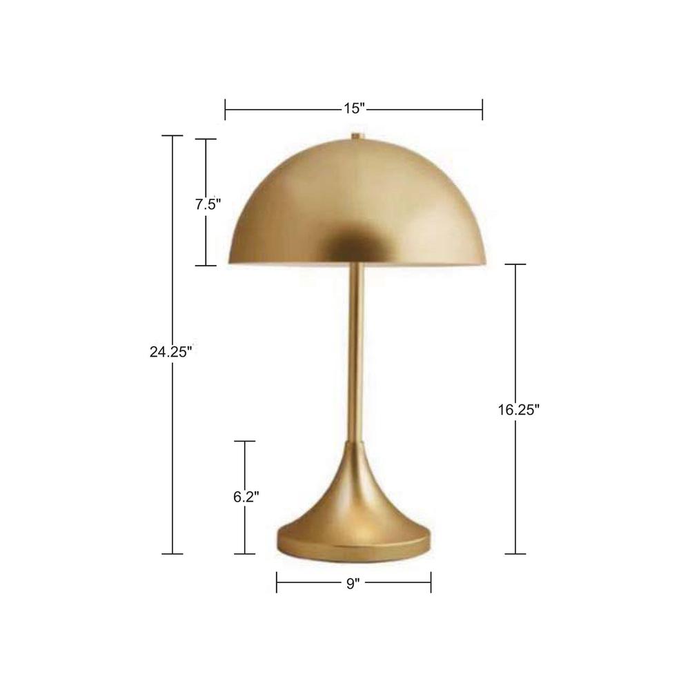 Dome-Shaped 2-Light Metal Table Lamp. Picture 2