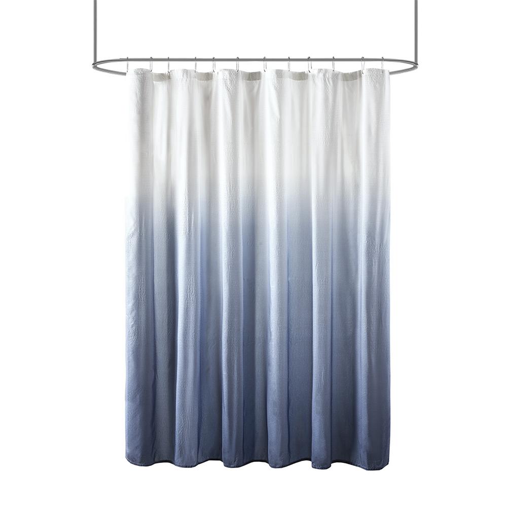 Blue Ombre Seersucker Shower Curtain, Belen Kox. Picture 1