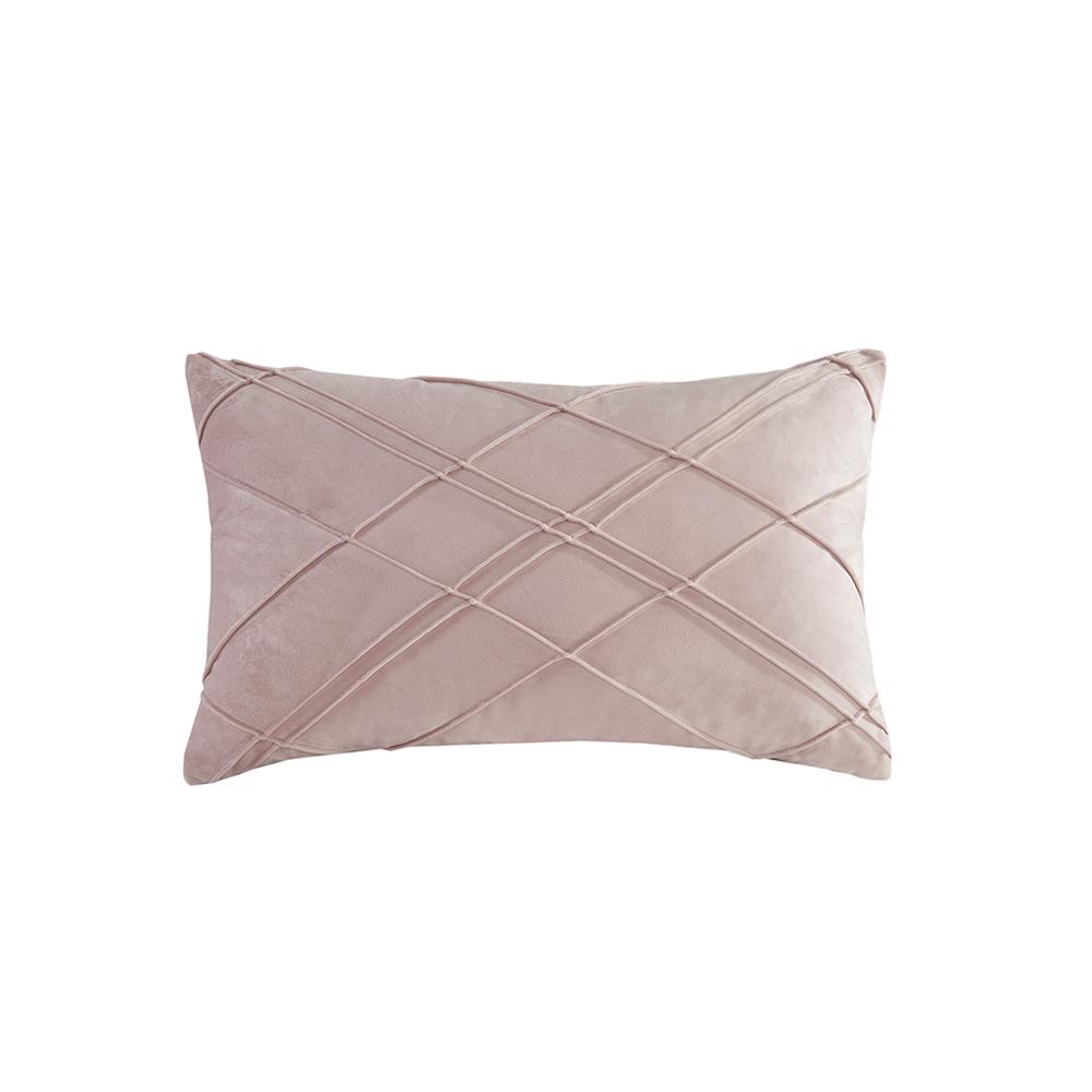 100% Polyester Pleated Velvet Oblong Pillow, CL30-0027. Picture 1