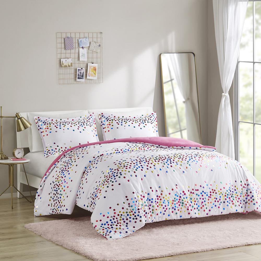 Rainbow Iridescent Metallic Dot Comforter Set. Picture 4