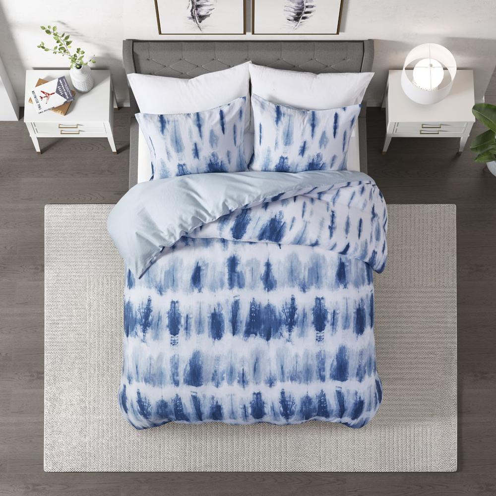 100% Cotton Printed Comforter Set, Blue. Picture 2