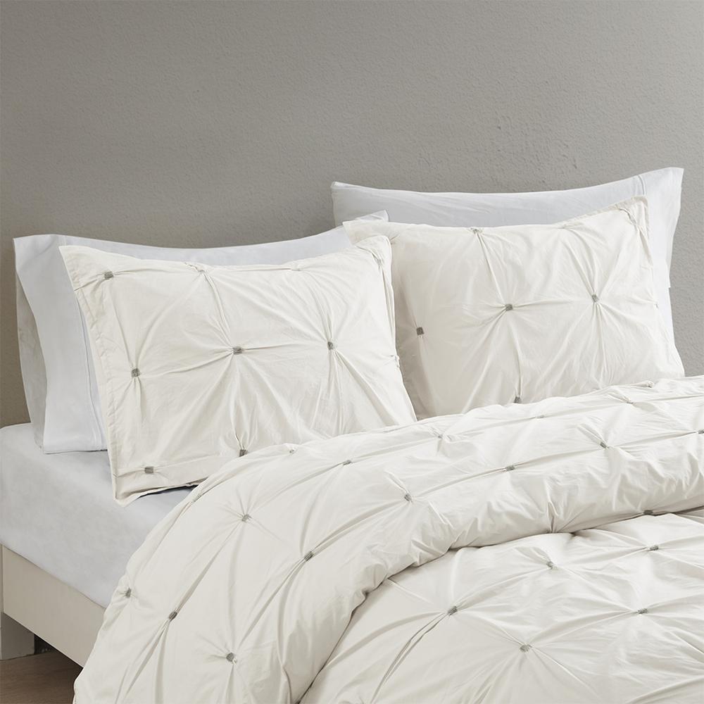 3 Piece Elastic Embroidered Cotton Comforter Set. Picture 2