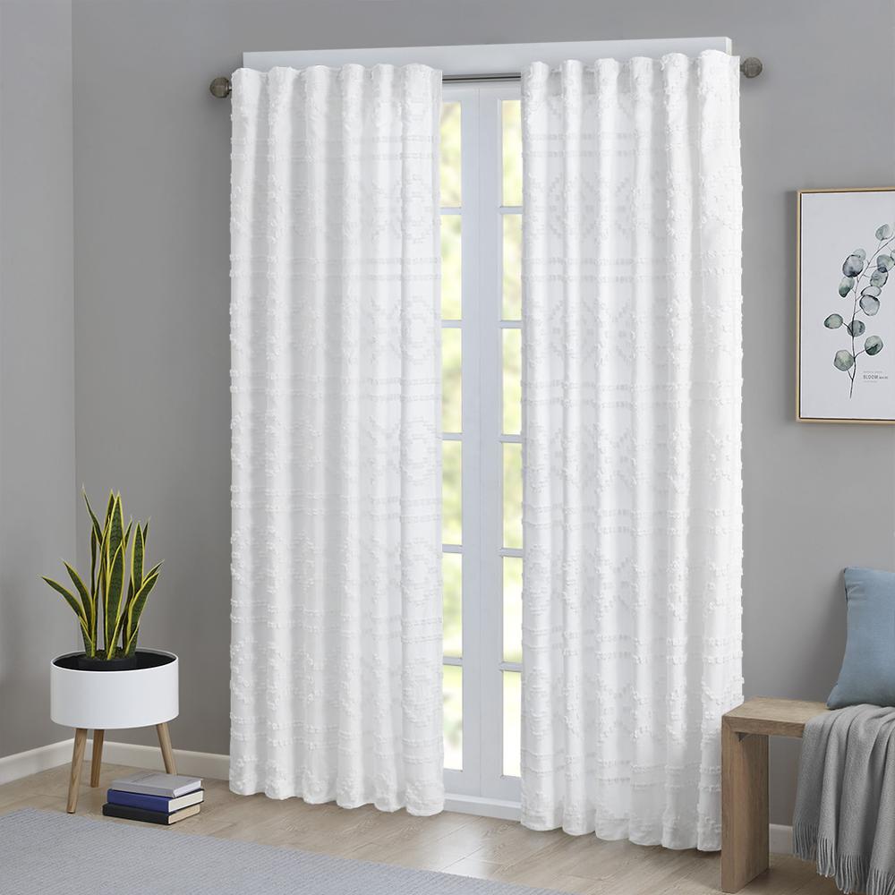 100% Polyester Solid Clipped Jacquard Window Panel. Picture 3