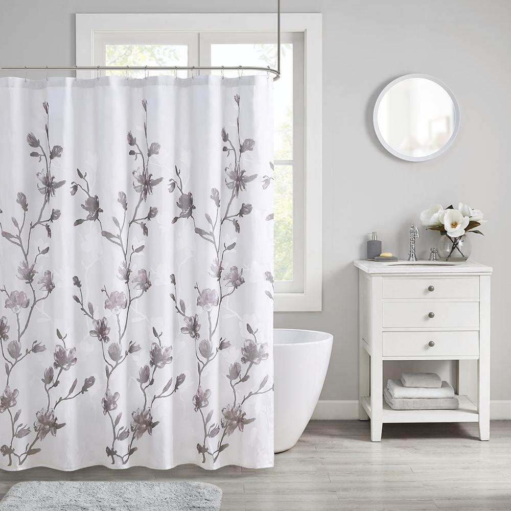 Floral Printed Burnout Shower Curtain. Picture 4