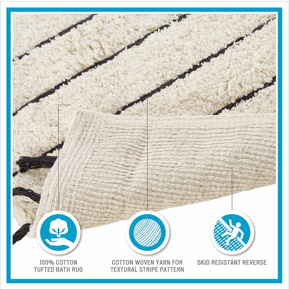 Stripe Tassel Cotton Tufted Rug. Picture 1