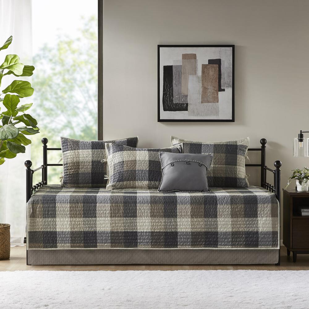 6 Piece Reversible Plaid Daybed Cover Set. Picture 3