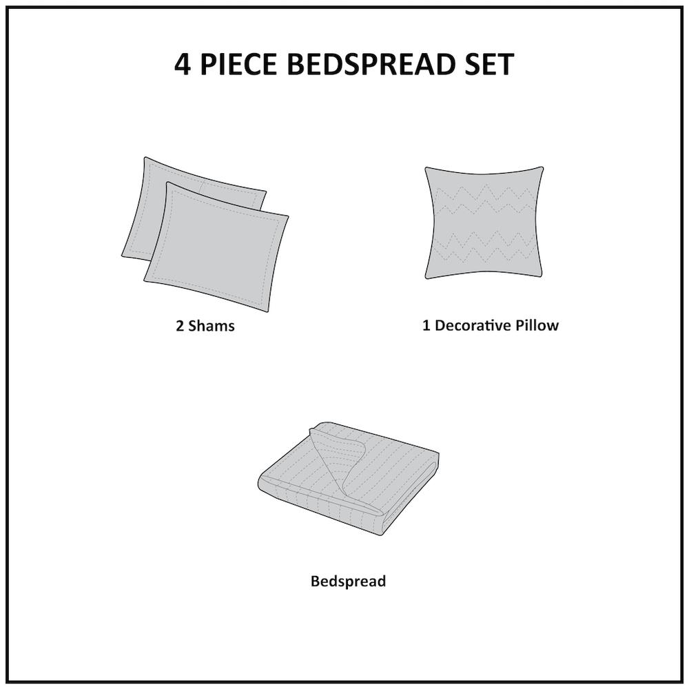 4 Piece Cotton Reversible Tailored Bedspread Set. Picture 2