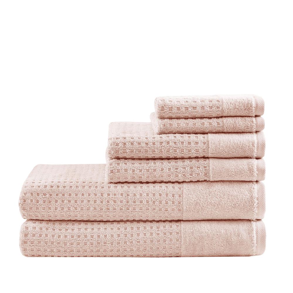 Cotton Waffle Jacquard Antimicrobial Bath Towel 6 Piece Set. Picture 1