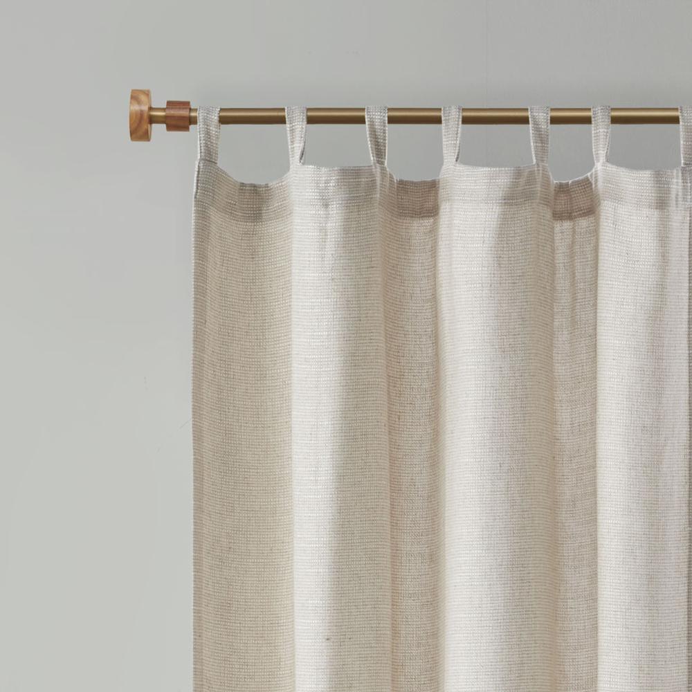 Faux Linen Tab Top Fleece Lined Curtain Panel. Picture 1