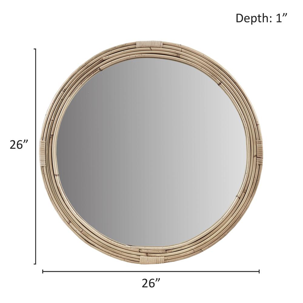 Natural Rattan Round Wall Mirror. Picture 3