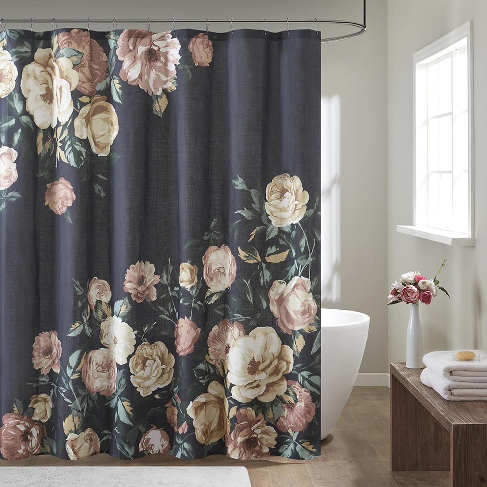 Cotton Floral Printed Shower Curtain. Picture 4