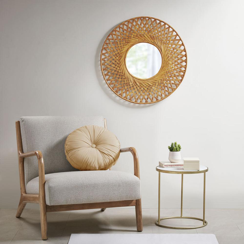 Round Bamboo Wall Decor Mirror. Picture 2