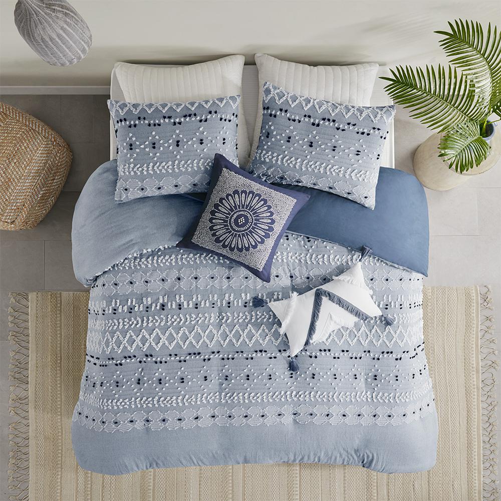 Organic Cotton Chambray 3 Piece Duvet Cover Set. Picture 5