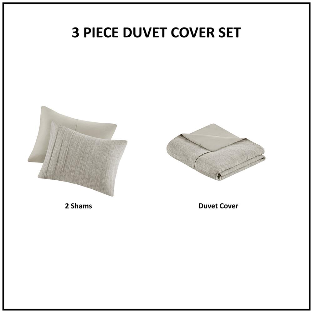 3 Piece Striated Cationic Dyed Oversized Duvet Cover Set with Pleats. Picture 5