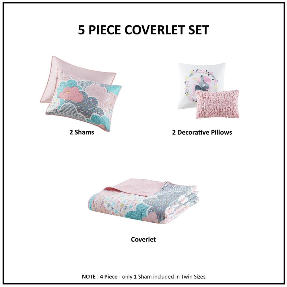 Reversible Cotton Quilt Set with Throw Pillows. Picture 5
