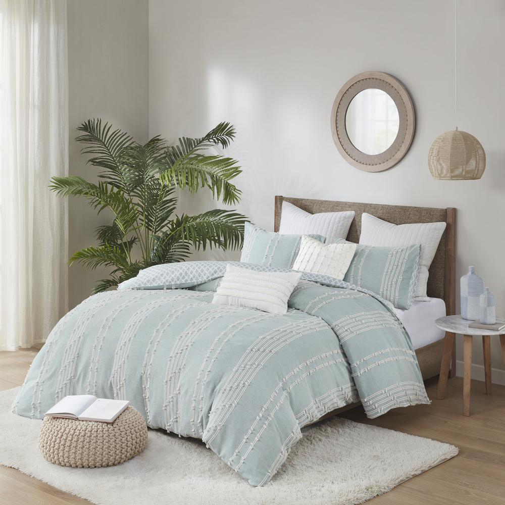 Kara Aqua Cotton Jacquard Comforter Mini Set, Belen Kox. Picture 1