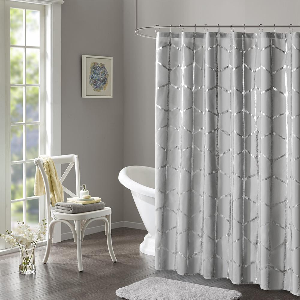 Printed Metallic Shower Curtain. Picture 4