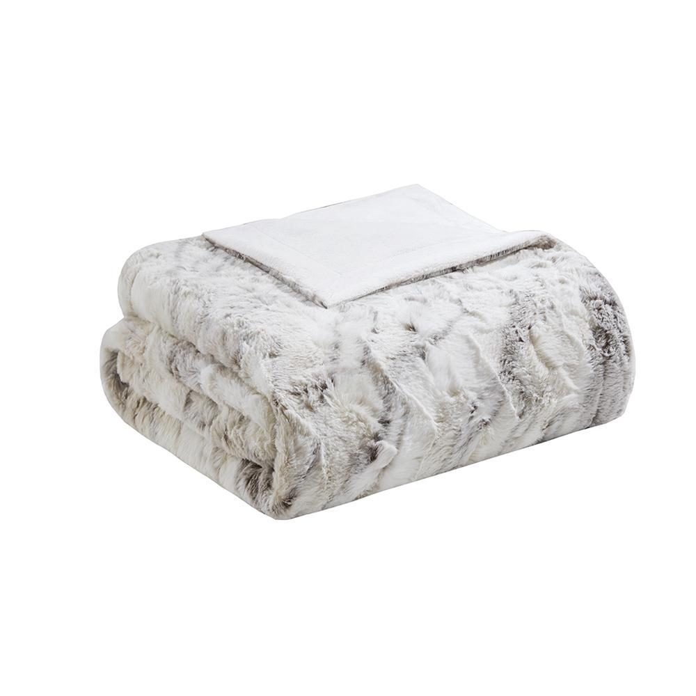 Marble Printed Knitted Long Fur Throw, Belen Kox. Picture 1