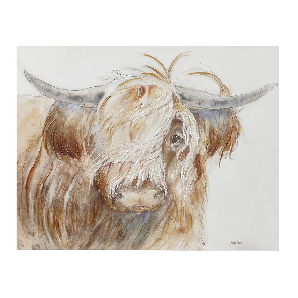 Hand Embellished Highland Bull Canvas Wall Art. Picture 4