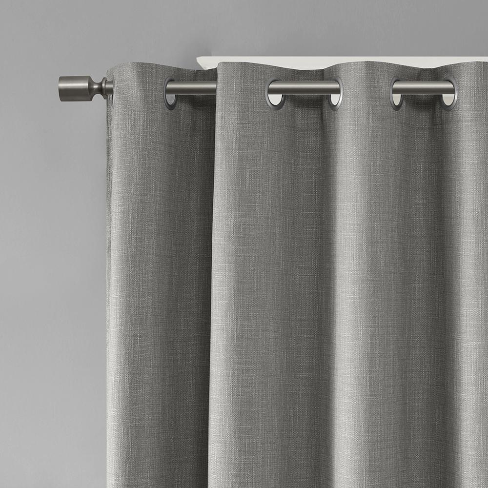 Printed Heathered Blackout Grommet Top Curtain Panel. Picture 1