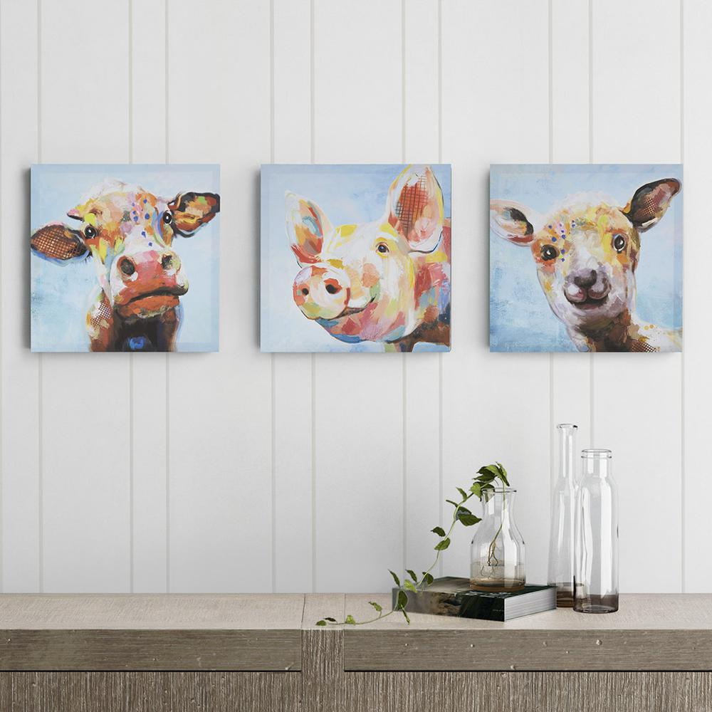 12X12" 3Pc Set  Printed Canvas - Colorful Animal. Picture 9