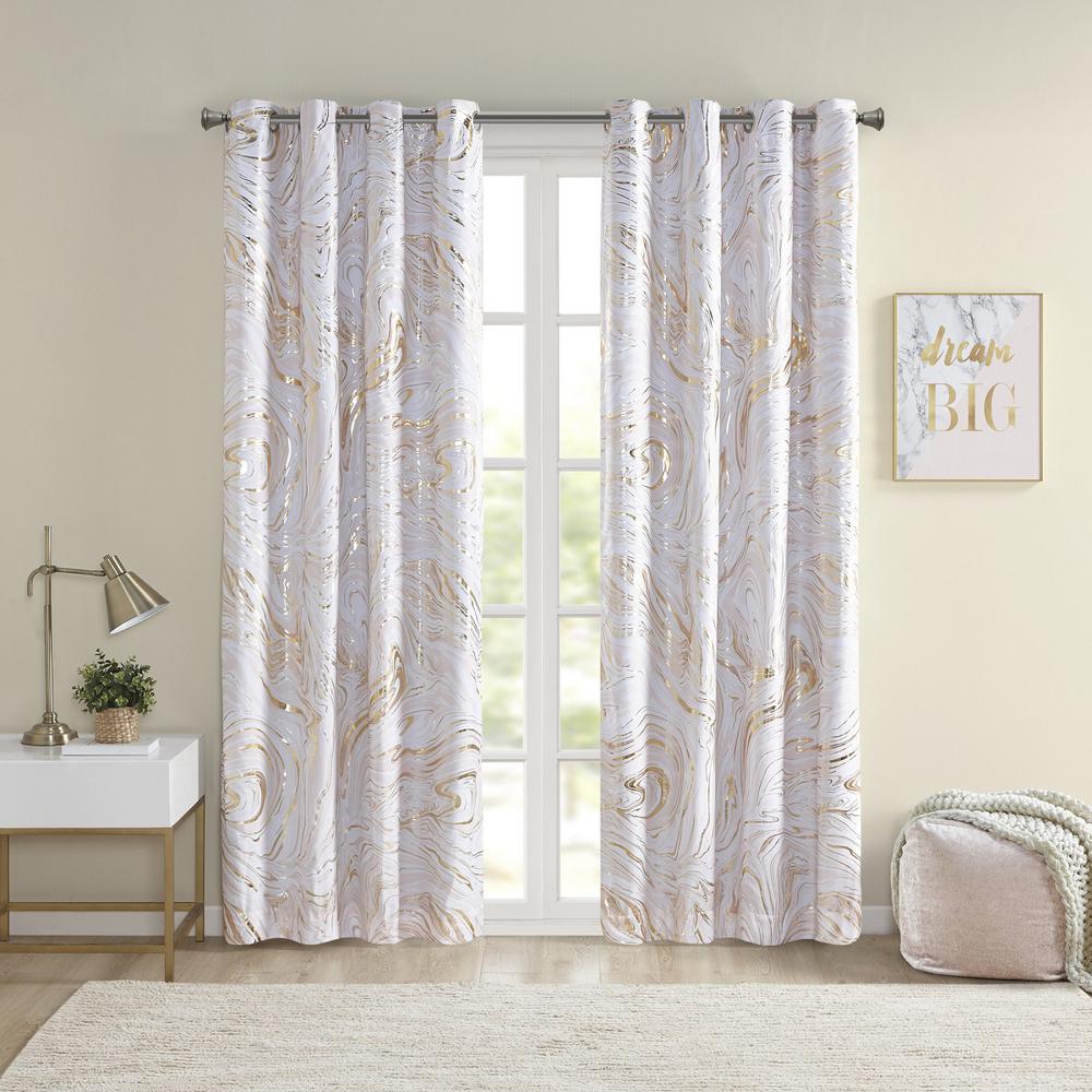 Grommet Top Printed Marble Metallic Total Blackout Curtain. Picture 4