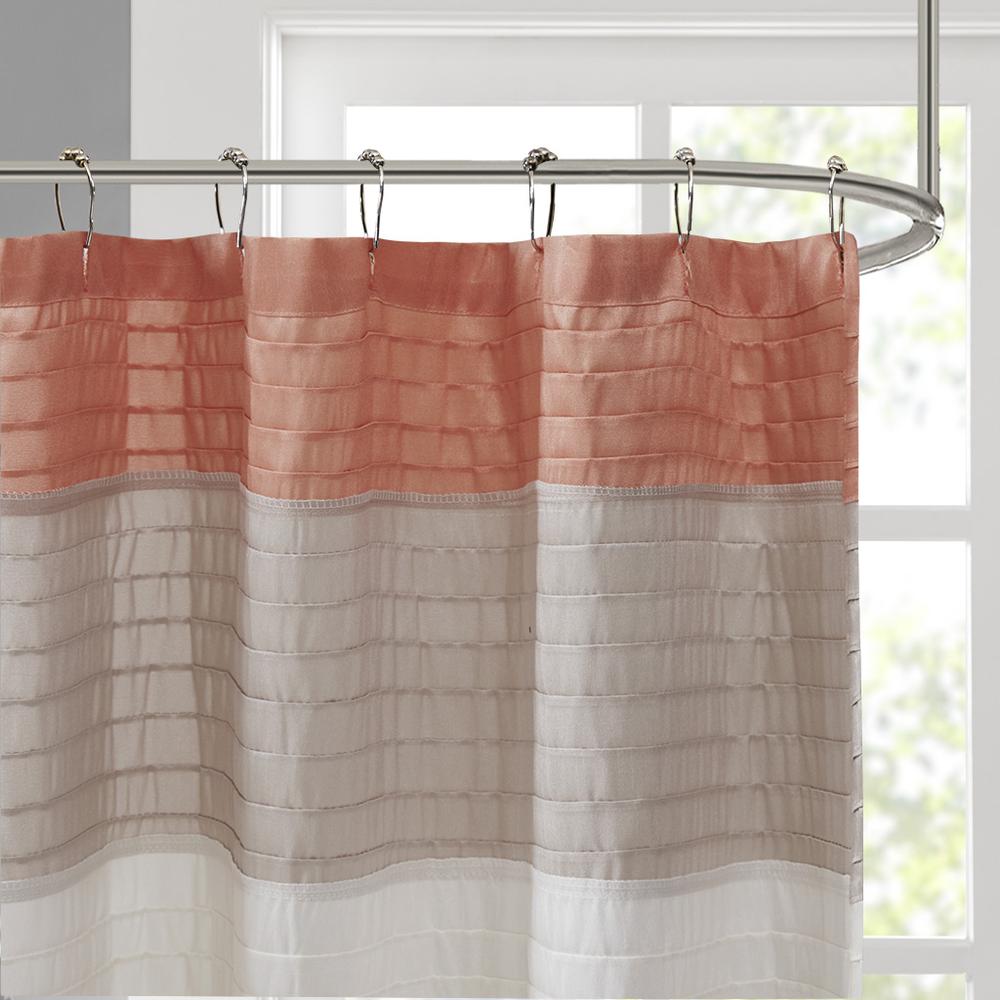 Faux Silk Colorblock Shower Curtain, Belen Kox. Picture 2