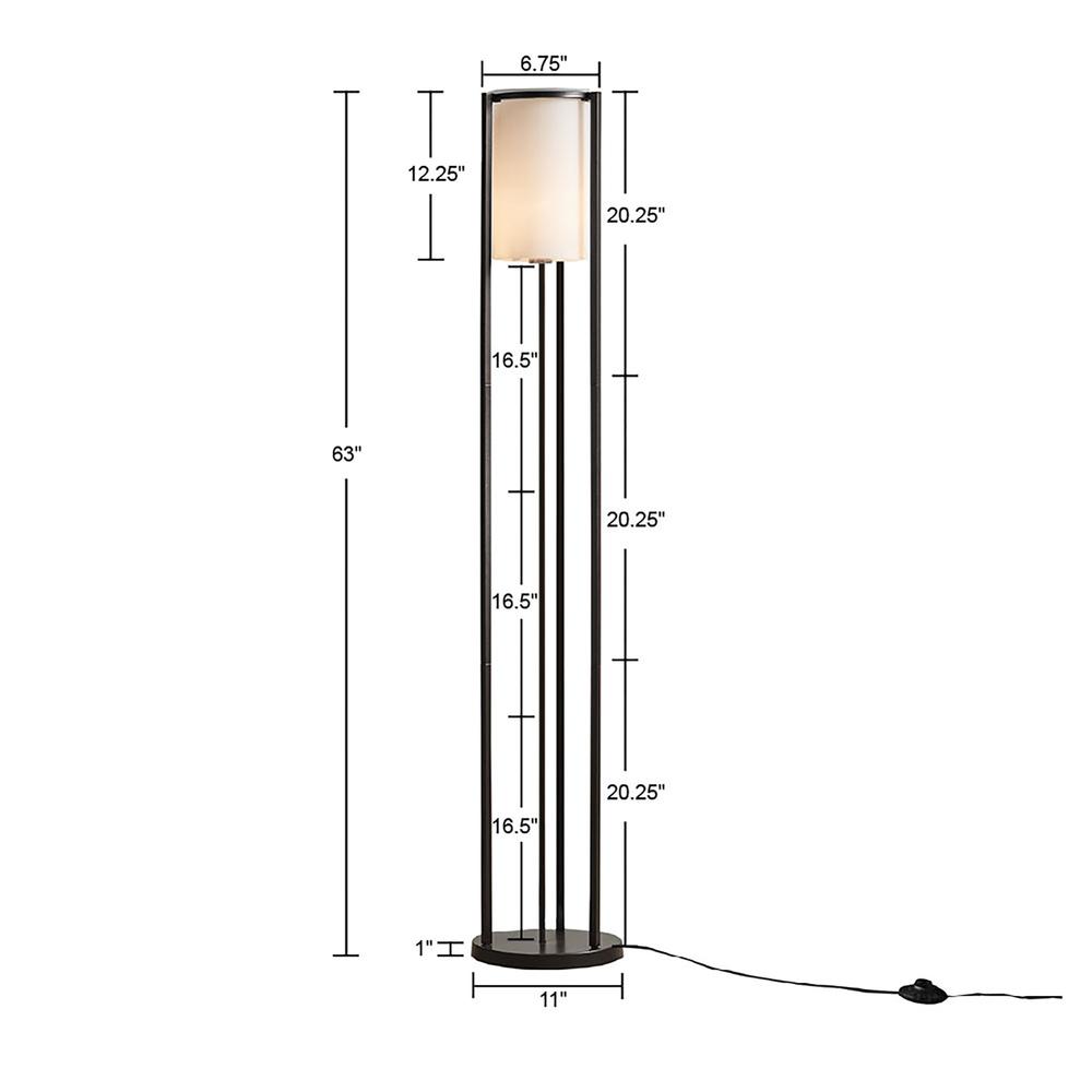Metal Floor Lamp with Glass Cylinder Shade. Picture 2