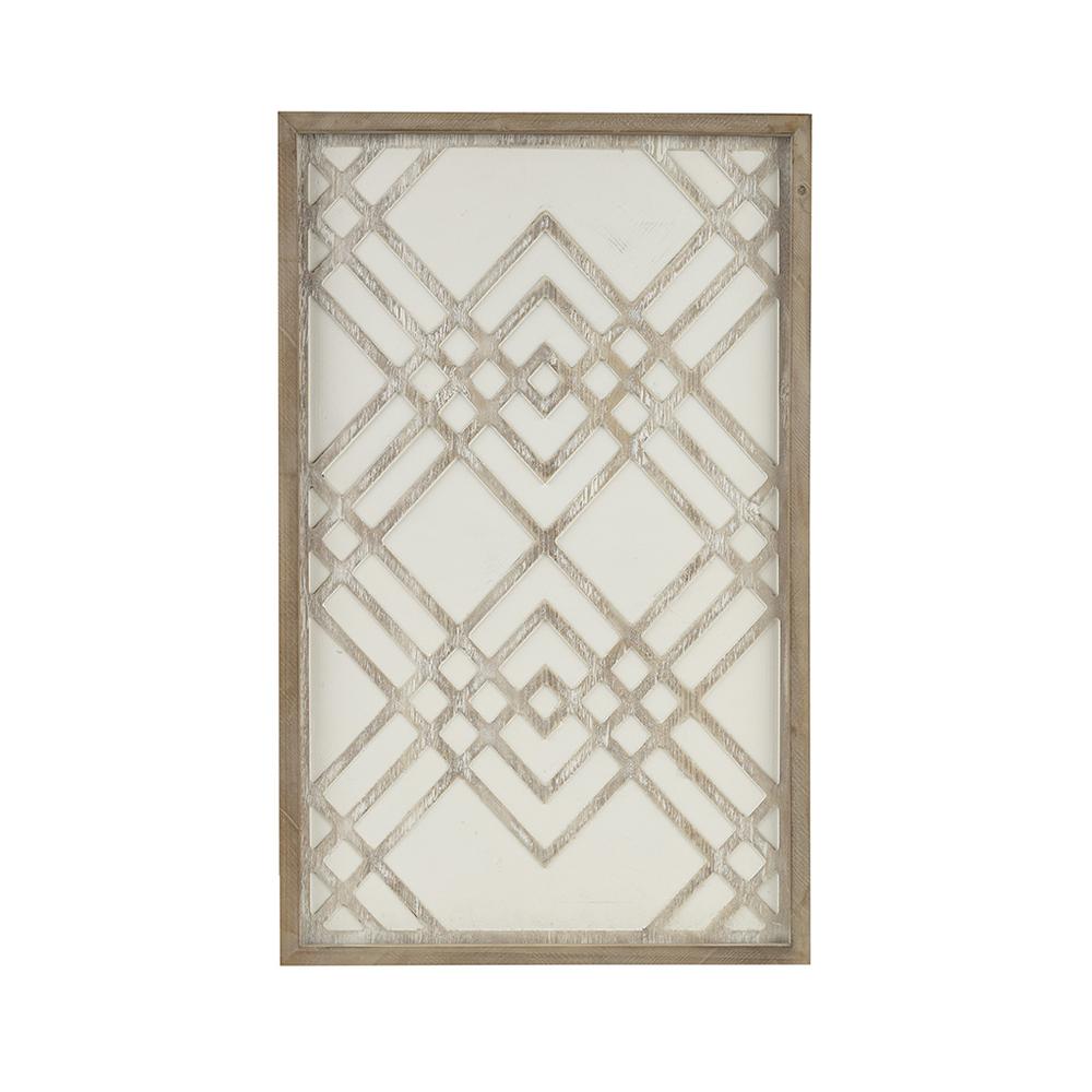 Two-tone Overlapping Geometric Wood Panel Wall Decor. Picture 4