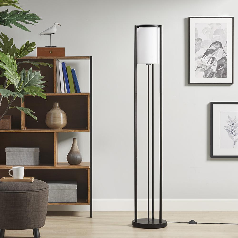 Metal Floor Lamp with Glass Cylinder Shade. Picture 4