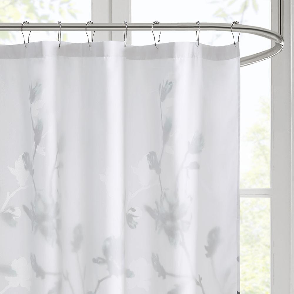 Floral Printed Burnout Shower Curtain. Picture 3