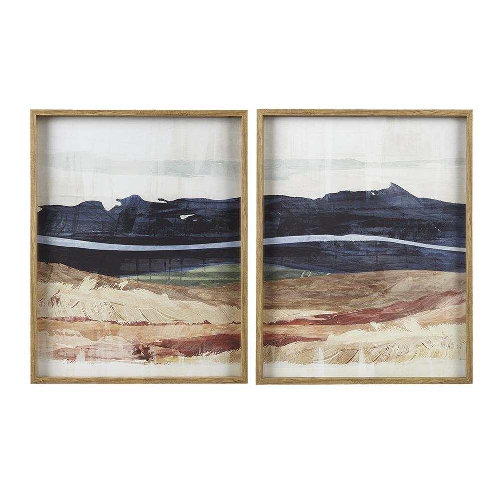 Abstract Landscape Diptych 2-Piece Framed Glass Wall Art Set. Picture 4