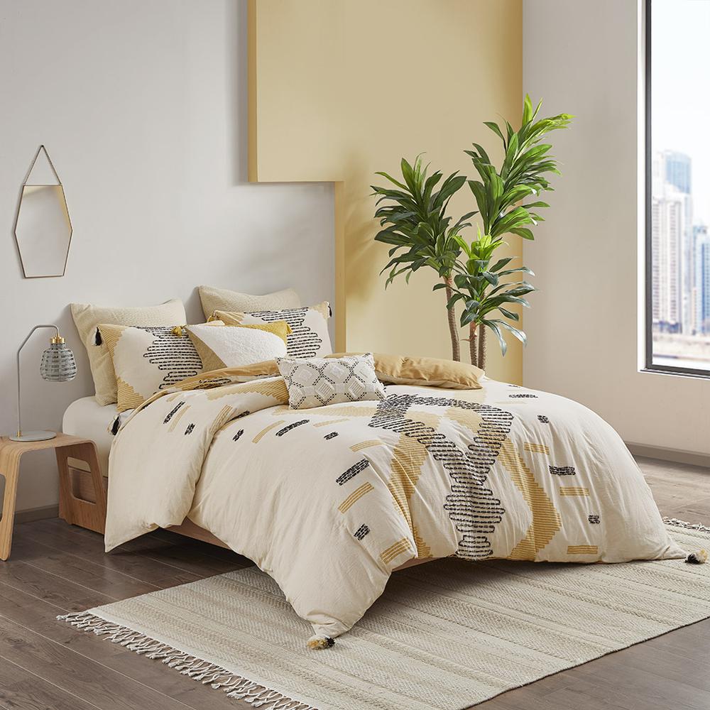 Natural Washed Cotton Comforter Set with Twisted Yarn Embroidery, Belen Kox. Picture 1