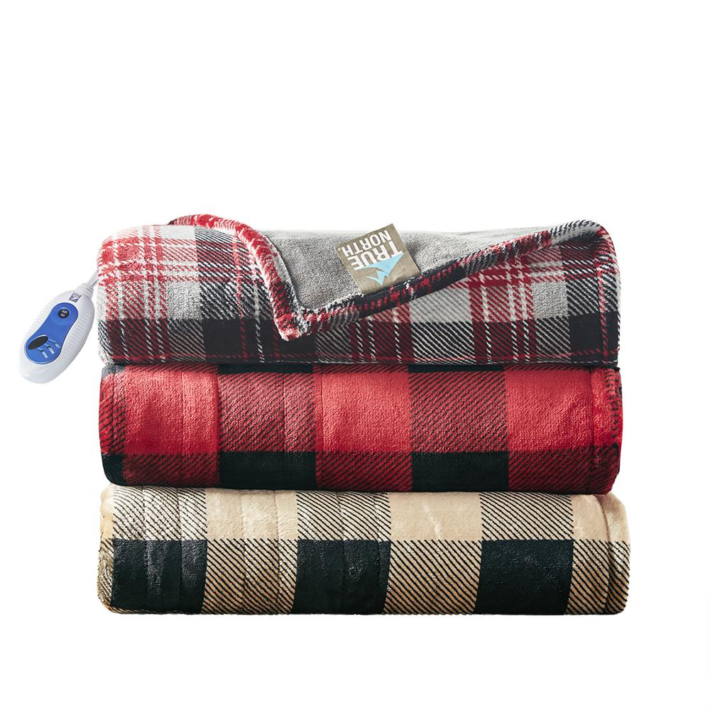Oversized Plaid Plush Heated Throw. Picture 4