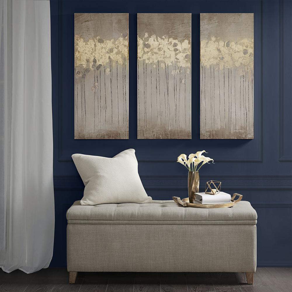 Gold Foil Abstract 3-piece Canvas Wall Art Set. Picture 3