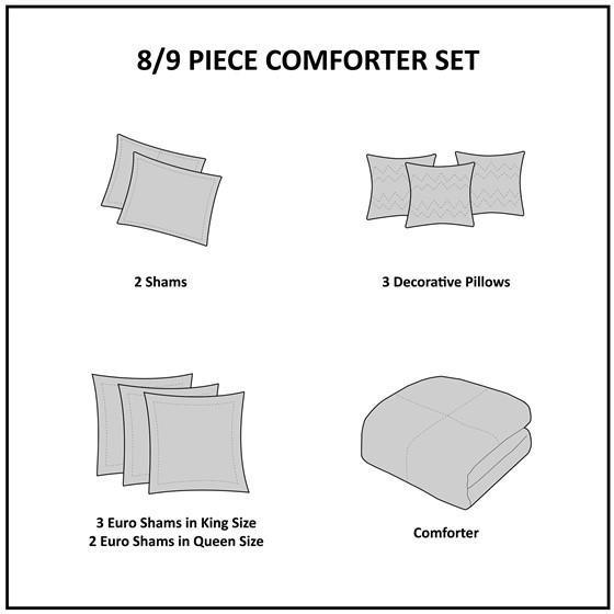 100% Polyester Jaquard 9pcs Comforter Set, FB10-1137-BOB. Picture 2