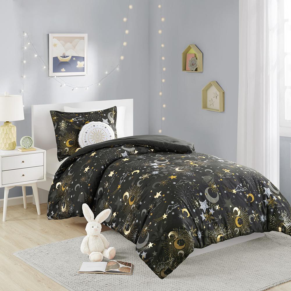 Starry Sky Metallic Comforter Set with Throw Pillow. Picture 4