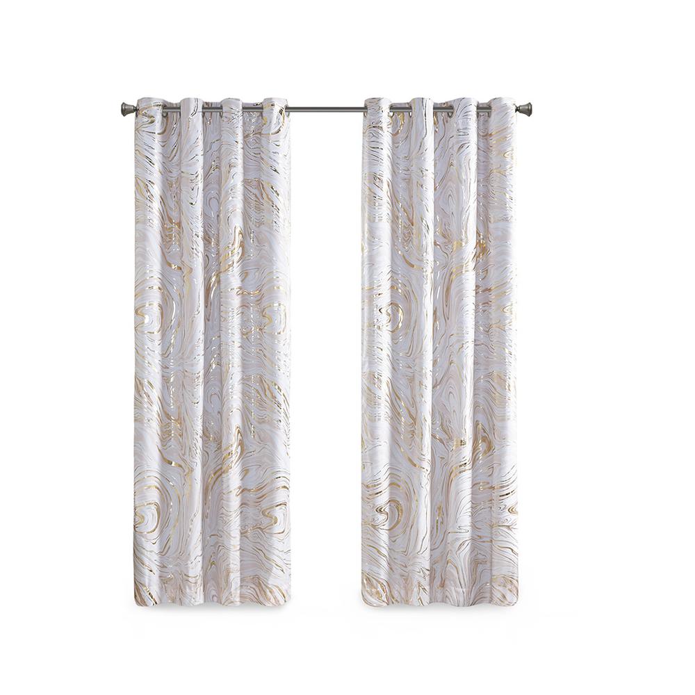 Grommet Top Printed Marble Metallic Total Blackout Curtain. Picture 3