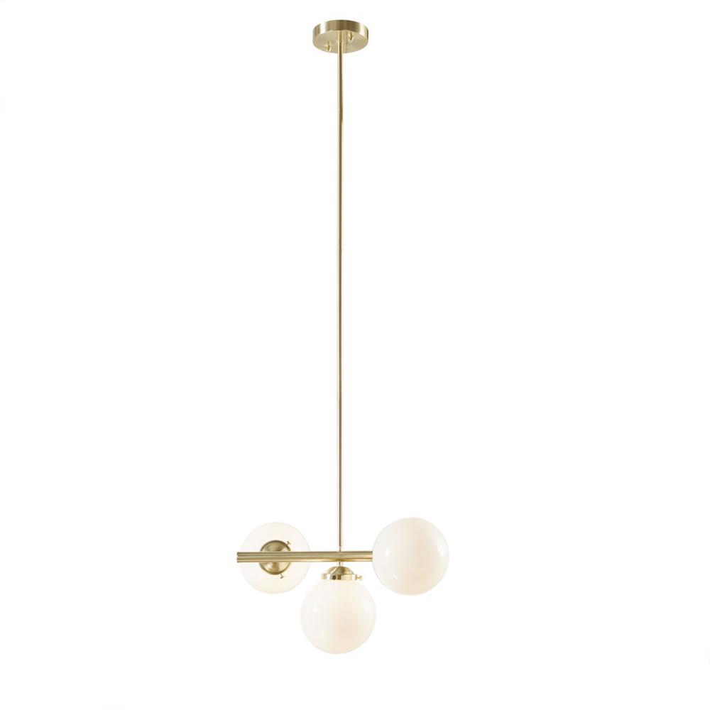 3-Light Chandelier with Frosted Glass Globe Bulbs. Picture 5