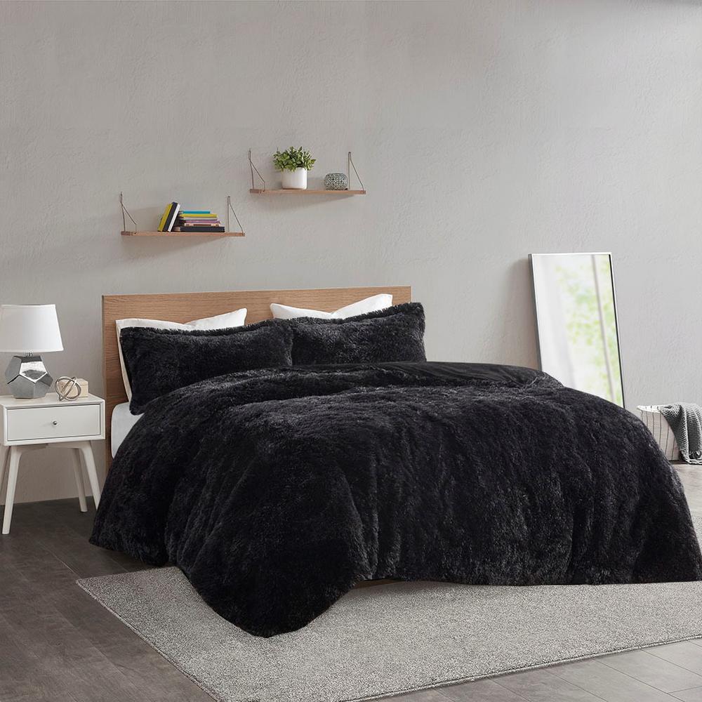 100% Polyester Solid Shaggy Fur Duvet Cover Set ID12-2039. Picture 2