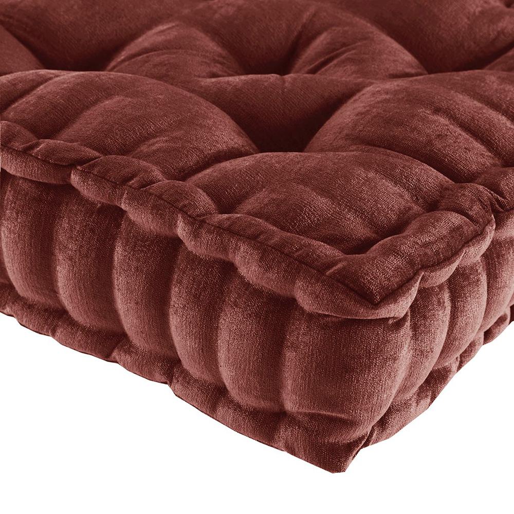 100% Polyester Chenille Square Floor Pillow Cushion in Spice. Picture 2