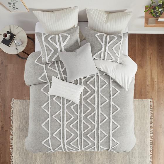 Gray Cotton Comforter Mini Set with Trim, Belen Kox. Picture 1
