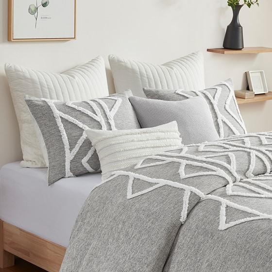 Gray Cotton Comforter Mini Set with Trim, Belen Kox. Picture 2